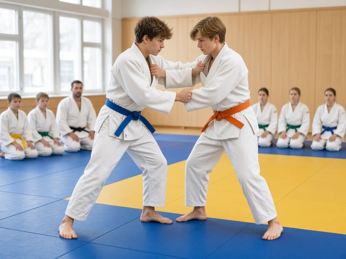 Judoträning för barn på tatamimattor